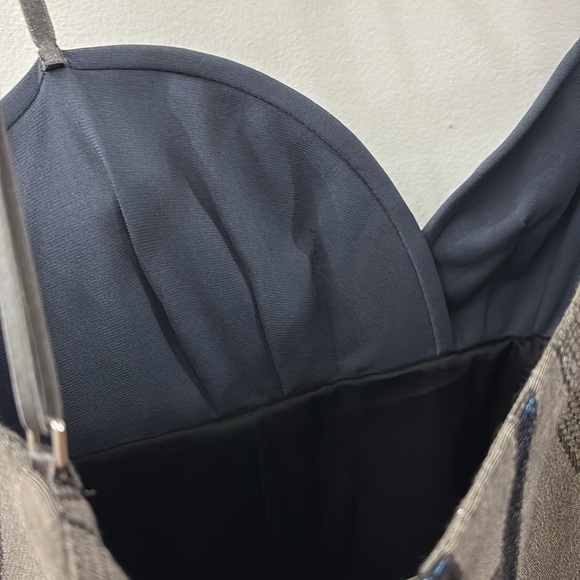 Paola Frani Blue and Gray Pleated Mini Dress - size 6 - beaded - padded bra - Picture 9 of 9